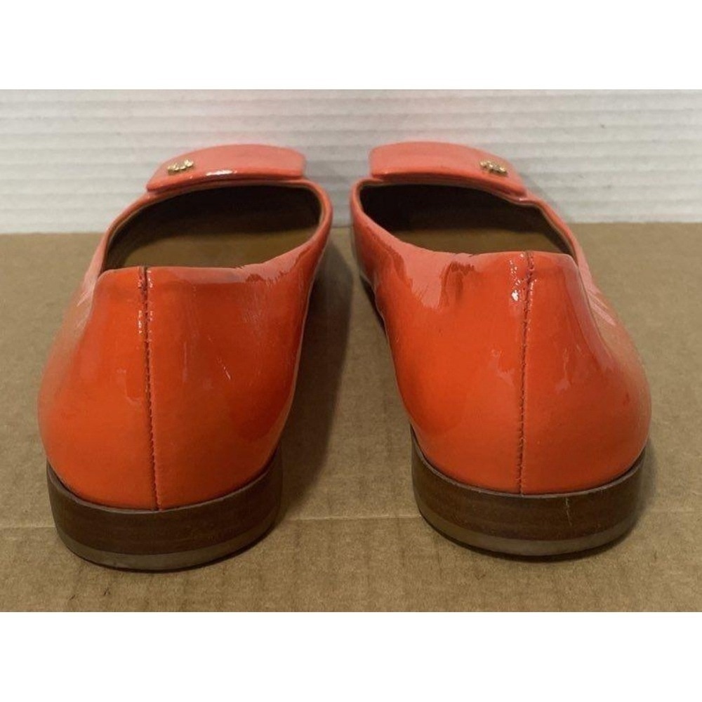Tory Burch Orange Patent Leather Ballet Flats Square Toe Logo Detail Women 7.5M - Picture 3 of 7